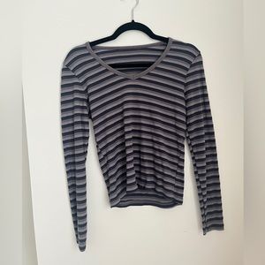 Slim fit striped multicolor gray long sleeve